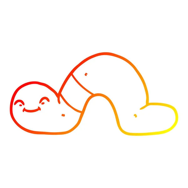 Warme kleurovergang lijntekening cartoon worm — Stockvector