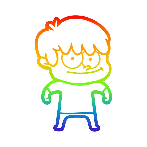 彩虹渐变线绘制快乐卡通人 — 图库矢量图片