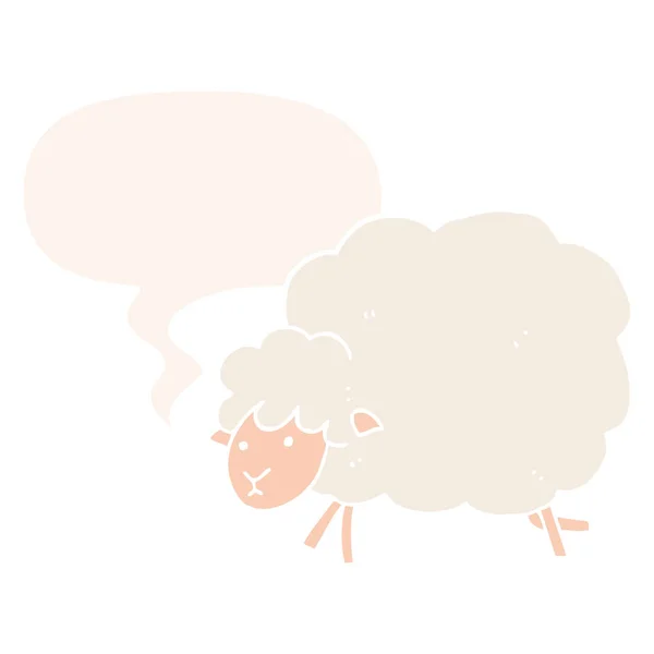 Cartoon sheep and speech bubble in retro style — Stock Vector