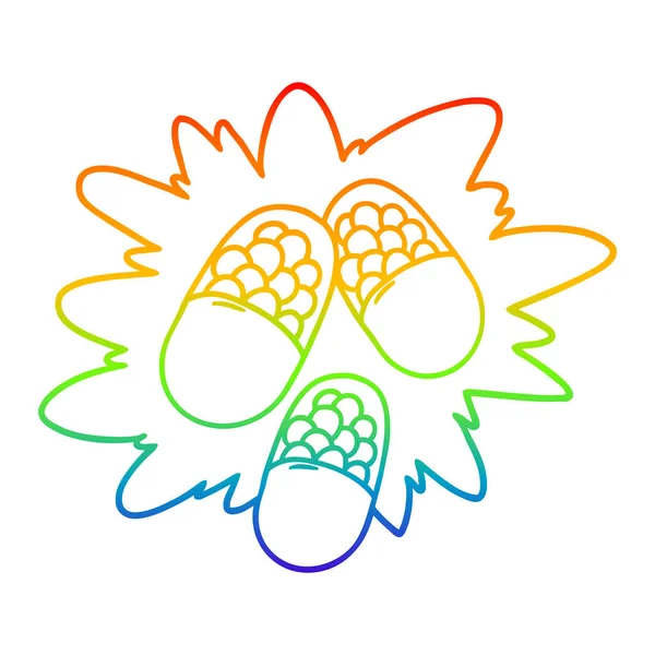虹のグラデーションライン描画漫画強力な丸薬 — ストックベクタ