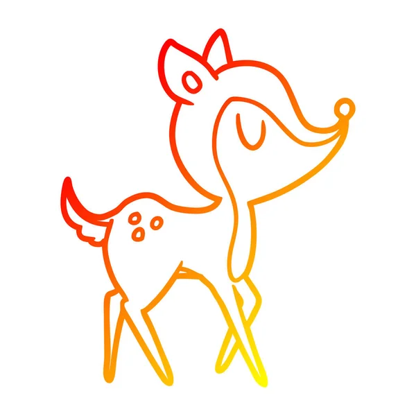 Čára teplého přechodu kresba kreslená roztomilá jelena — Stockový vektor