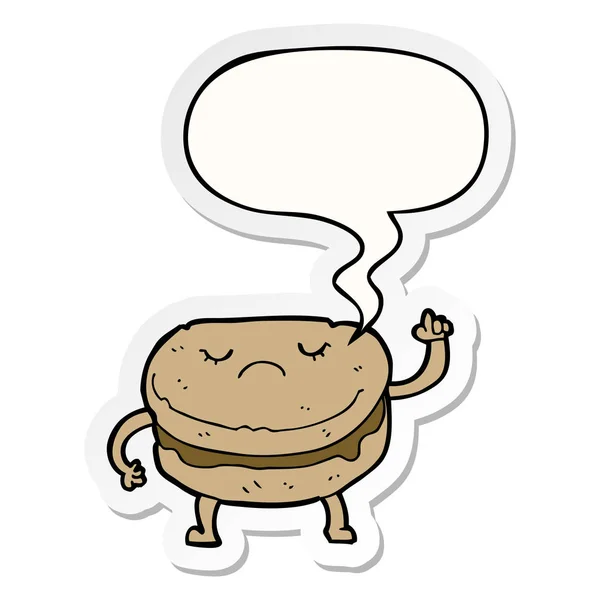 Karikatür bisküvi ve konuşma kabarcık etiket — Stok Vektör