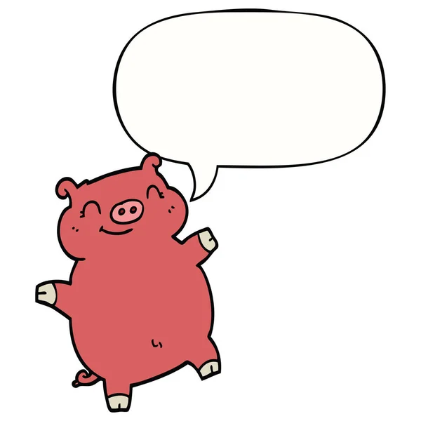 Dessin animé cochon et bulle de parole — Image vectorielle