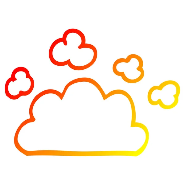 Warm gradient line drawing cartoon weather cloud — Stock Vector
