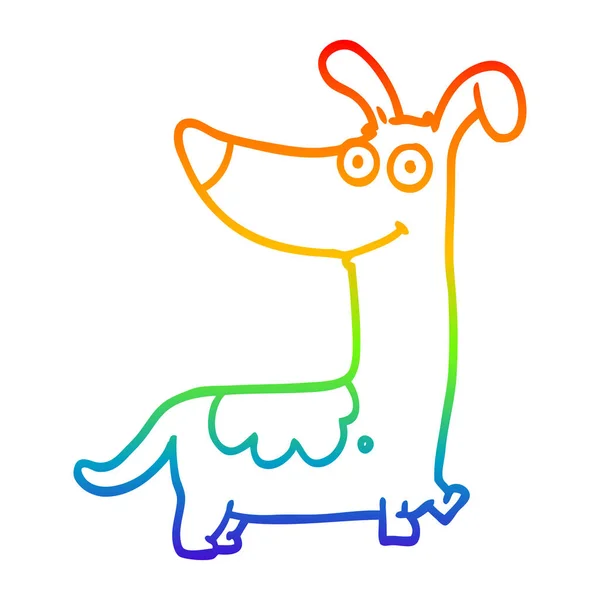 Rainbow gradient line drawing cartoon dog — Stock Vector