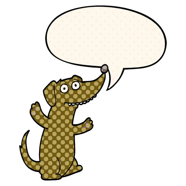 Cartoon dog and speech bubble in comic book style — Stock Vector