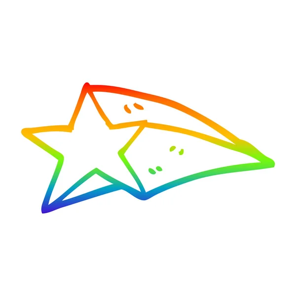 Regenbogen-Gradienten-Linie Zeichnung Cartoon Shooting Star — Stockvektor