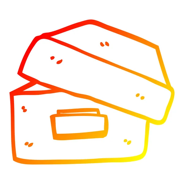 Linha gradiente quente desenho cartoon caixa de arquivamento velho — Vetor de Stock