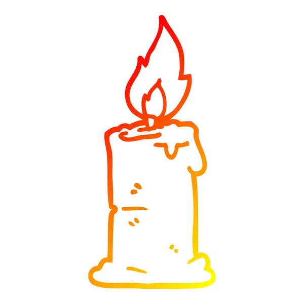 따뜻한 그라데이션 라인 그리기 만화 불타는 촛불 — 스톡 벡터