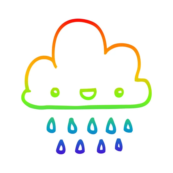 Arco iris gradiente línea dibujo dibujos animados tormenta nube — Vector de stock