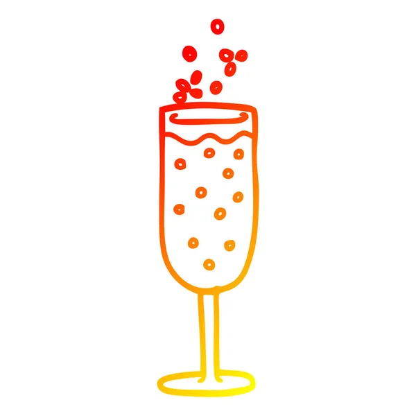 Sıcak degrade çizgi çizim karikatür şampanya flüt — Stok Vektör