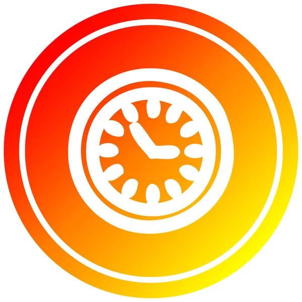 Wall clock circular in hot gradient spectrum — Stock Vector