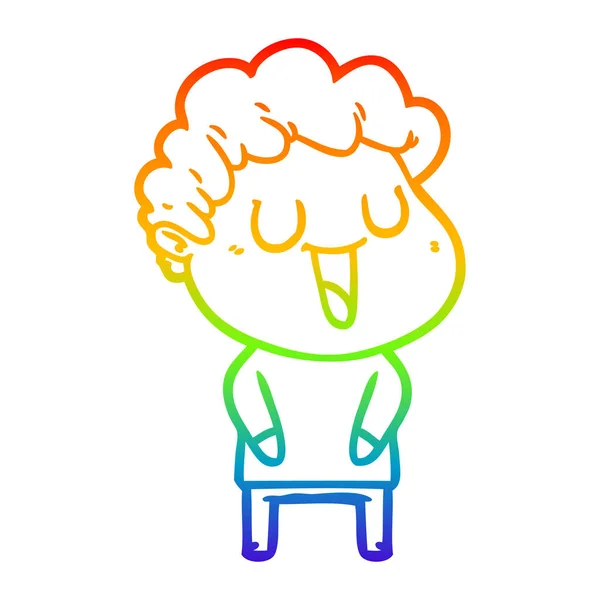 Arco-íris linha gradiente desenho rindo desenho animado homem —  Vetores de Stock