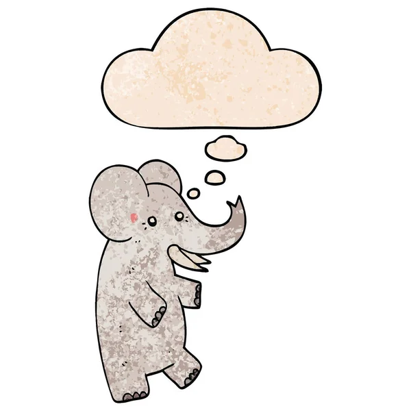 Dessin animé éléphant et bulle de pensée en motif texture grunge st — Image vectorielle