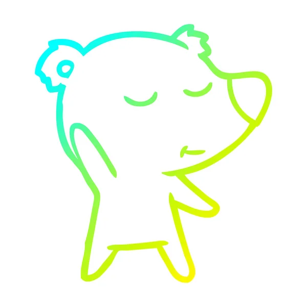Kalte Gradientenlinie zeichnet glücklichen Cartoon-Eisbär — Stockvektor
