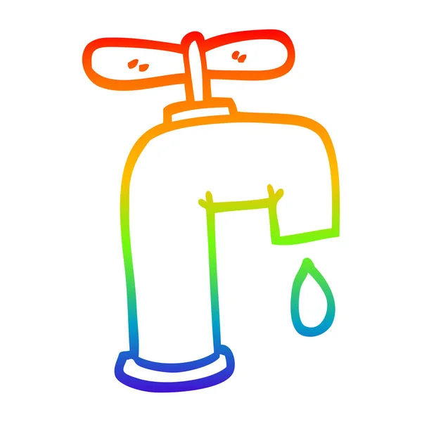 Arco-íris linha gradiente desenho cartoon pingando torneira —  Vetores de Stock