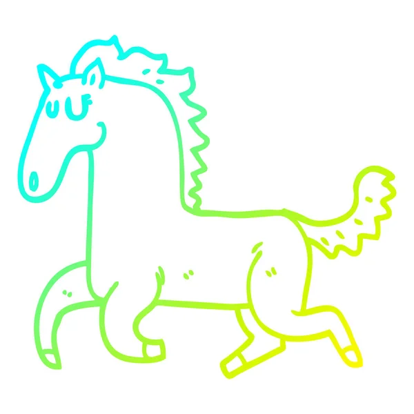 Cold gradient line drawing cartoon running horse — Stock Vector