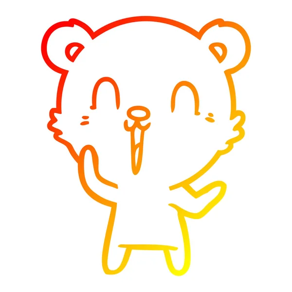 Varm gradient linje ritning Happy Cartoon Bear — Stock vektor