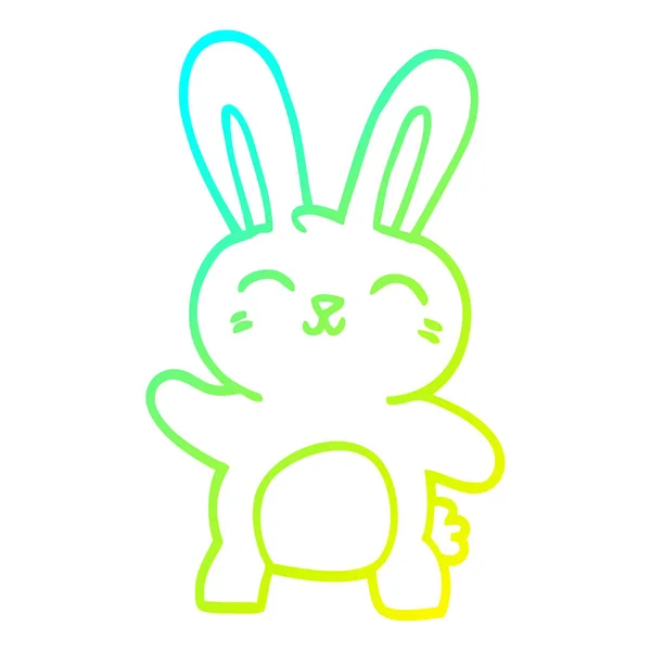 Cold gradient line drawing cartoon happy bunny — стоковый вектор