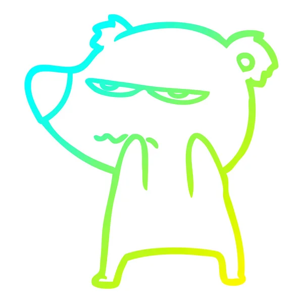Kall gradient linje ritning irriterade Bear Cartoon — Stock vektor