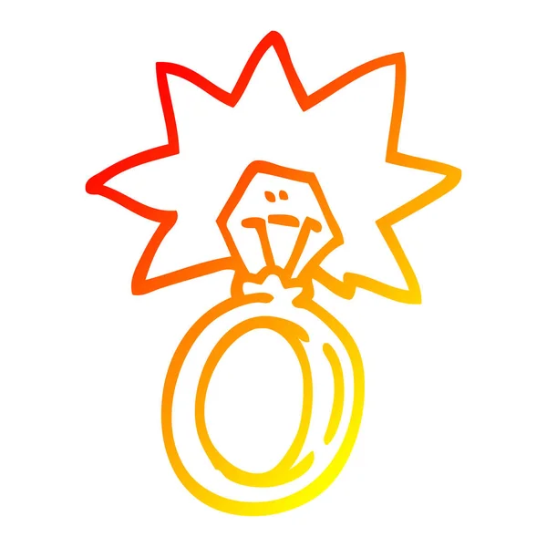 Ζεστή γραμμή ντεγκραντέ σχέδιο δαχτυλίδι αρραβώνων καρτούν — Διανυσματικό Αρχείο