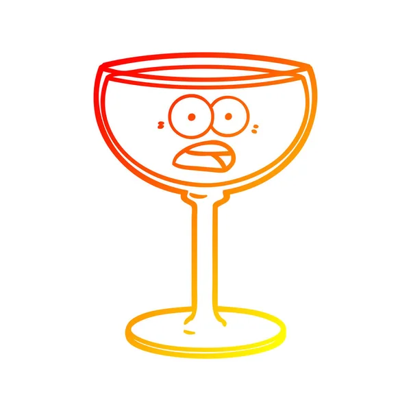 Gradient chaud ligne dessin dessin animé verre de vin — Image vectorielle