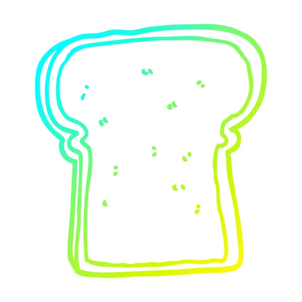 Cold gradient line drawing cartoon slice of bread — Stock Vector