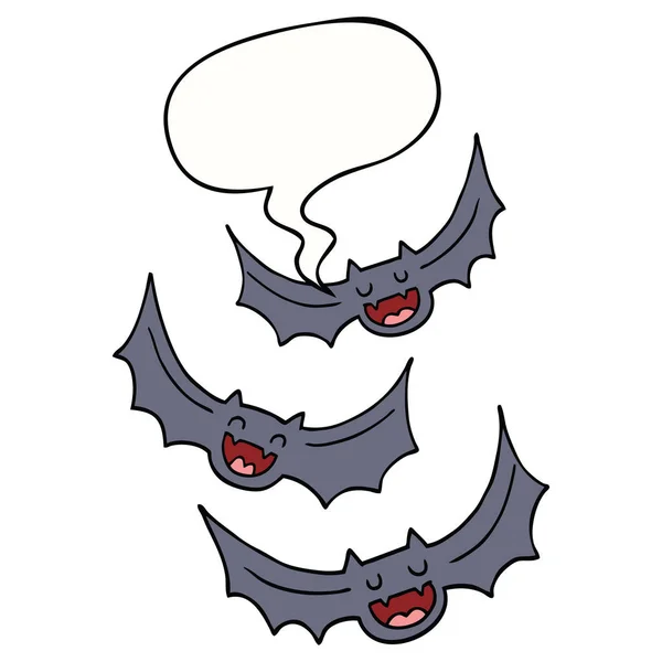 Chauves-souris vampire dessin animé et bulle de la parole — Image vectorielle