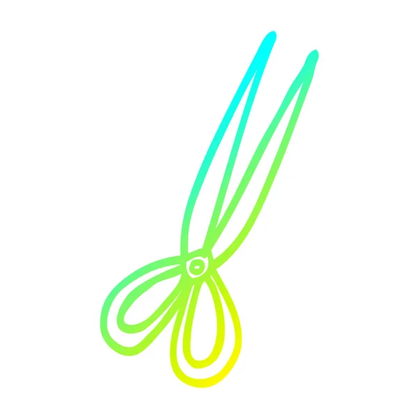Froid gradient ligne dessin dessin animé ouvert ciseaux — Image vectorielle