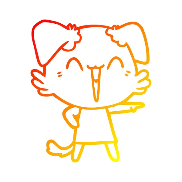 Warme Gradientenlinie zeichnet glücklichen kleinen Hund Cartoon — Stockvektor