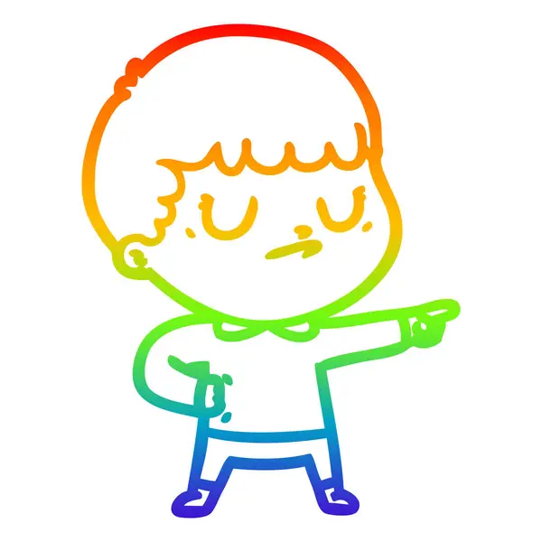 Arco iris gradiente línea dibujo dibujos animados gruñón chico — Vector de stock