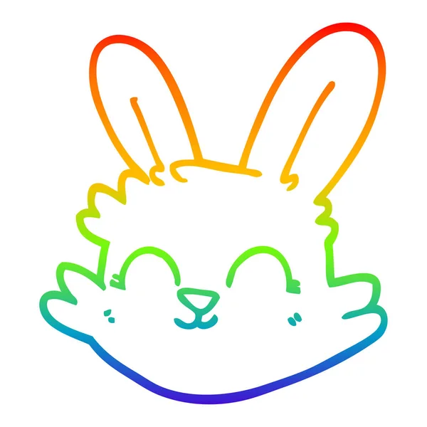 Arco iris gradiente línea dibujo dibujos animados feliz conejo — Archivo Imágenes Vectoriales
