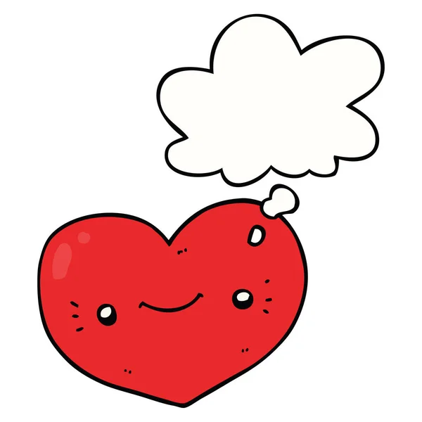 Heart cartoon character and thought bubble — стоковый вектор