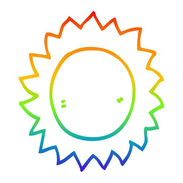 Rainbow gradient line drawing cartoon sun — Stock Vector