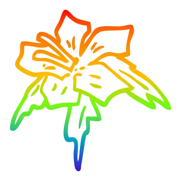 Regenbogen Gradienten Linie Zeichnung Cartoon exotische Blume — Stockvektor
