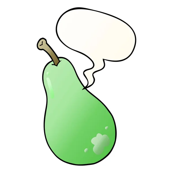 Καρτούν αχλάδι και φούσκα ομιλίας σε ομαλό στυλ ντεγκραντέ — Διανυσματικό Αρχείο