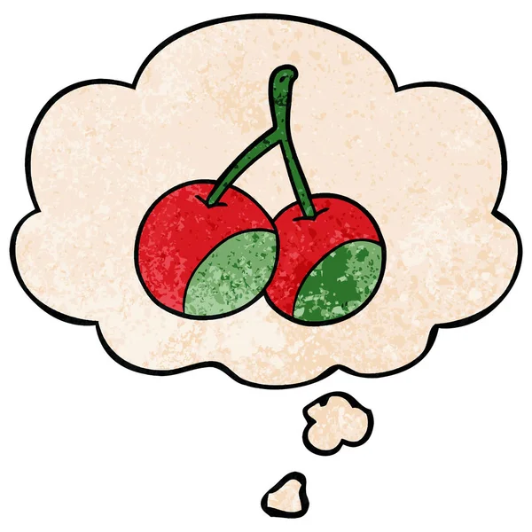  karikatür kiraz ve grunge doku desen s düşünce balonu