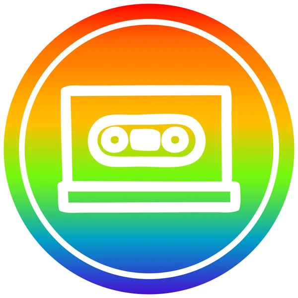 Fita cassete circular no espectro do arco-íris — Vetor de Stock