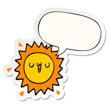 karikatür güneş ve konuşma balonu etiket