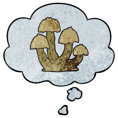 karikatür mantar ve grunge doku desen s düşünce balonu