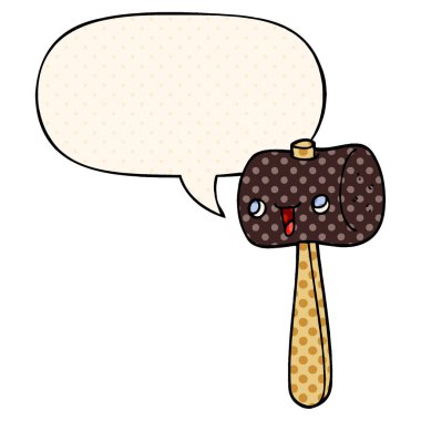 çizgi roman tarzında karikatür tokmak ve konuşma balonu