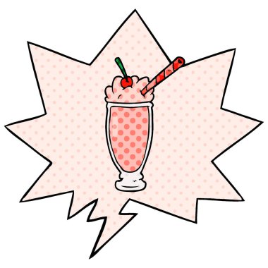 çizgi roman tarzında karikatür milkshake ve konuşma balonu