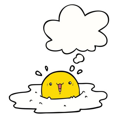 sevimli karikatür kızarmış yumurta ve düşünce balonu