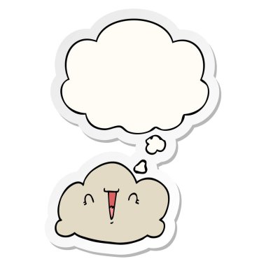 karikatür bulut ve basılı bir etiket olarak düşünce balonu