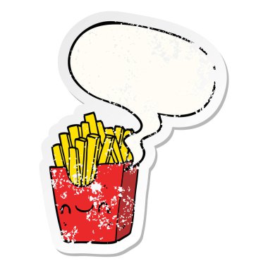 kutu ve konuşma balonu sıkıntılı etiket karikatür kızartması