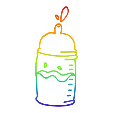 gökkuşağı gradyan çizgi çizim karikatür bebek şişesi