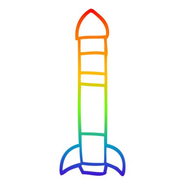 gökkuşağı gradyan çizgi çizim karikatür uzun roket