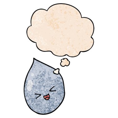 karikatür yağmur damlası ve grunge doku desen st düşünce balonu