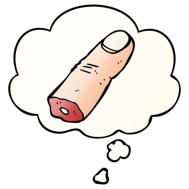 çizgi film kesilmiş parmak ve pürüzsüz degrade sty düşünce balonu