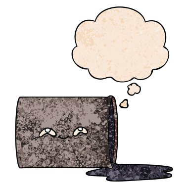 karikatür yağ davul ve grunge doku desen st düşünce balonu